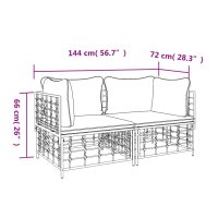 vidaXL Ecksofas mit Kissen 2 Stk. Modular Poly Rattan