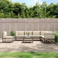 vidaXL 8-tlg. Garten-Lounge-Set mit Kissen Anthrazit Poly Rattan