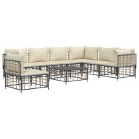 vidaXL 8-tlg. Garten-Lounge-Set mit Kissen Anthrazit Poly Rattan