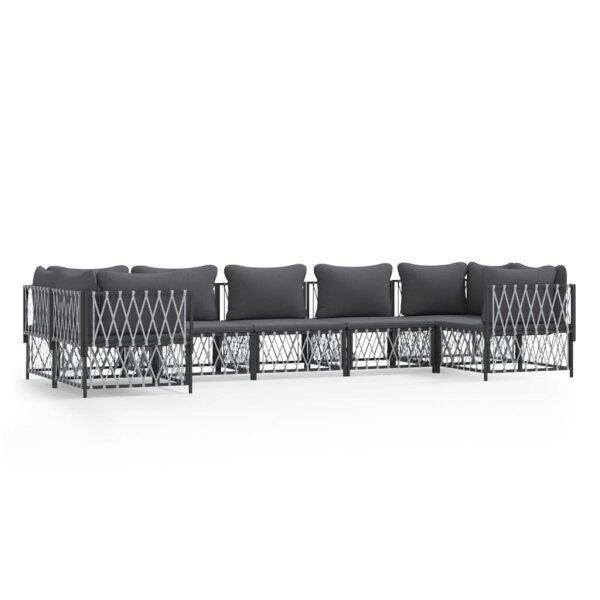 vidaXL 7-tlg. Garten-Lounge-Set mit Kissen Anthrazit Stahl