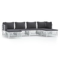 vidaXL 6-tlg. Garten-Lounge-Set mit Kissen Wei&szlig; Stahl