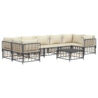 vidaXL 8-tlg. Garten-Lounge-Set mit Kissen Anthrazit Poly Rattan