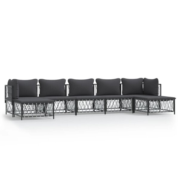 vidaXL 7-tlg. Garten-Lounge-Set mit Kissen Anthrazit Stahl