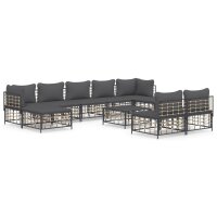 vidaXL 10-tlg. Garten-Lounge-Set mit Kissen Anthrazit...