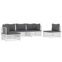 vidaXL 5-tlg. Garten-Lounge-Set mit Kissen Wei&szlig; Stahl