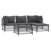 vidaXL 5-tlg. Garten-Lounge-Set mit Kissen Anthrazit Stahl