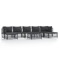 vidaXL 8-tlg. Garten-Lounge-Set mit Kissen Anthrazit Stahl