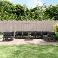 vidaXL 11-tlg. Garten-Lounge-Set mit Kissen Anthrazit Stahl