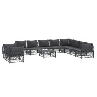 vidaXL 11-tlg. Garten-Lounge-Set mit Kissen Anthrazit Stahl