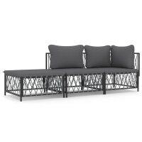 vidaXL 3-tlg. Garten-Lounge-Set mit Kissen Anthrazit Stahl