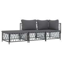 vidaXL 3-tlg. Garten-Lounge-Set mit Kissen Anthrazit Stahl