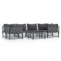 vidaXL 7-tlg. Garten-Lounge-Set mit Kissen Anthrazit Stahl