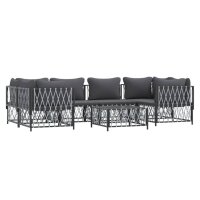 vidaXL 7-tlg. Garten-Lounge-Set mit Kissen Anthrazit Stahl