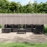 vidaXL 9-tlg. Garten-Lounge-Set mit Kissen Anthrazit Stahl