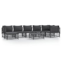 vidaXL 8-tlg. Garten-Lounge-Set mit Kissen Anthrazit Stahl