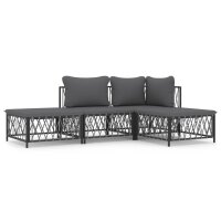 vidaXL 4-tlg. Garten-Lounge-Set mit Kissen Anthrazit Stahl