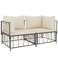 vidaXL Ecksofas mit Kissen 2 Stk. Modular Poly Rattan