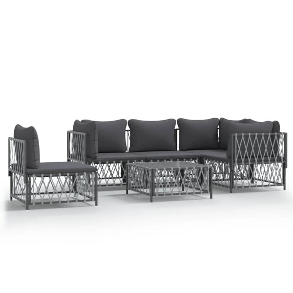 vidaXL 6-tlg. Garten-Lounge-Set mit Kissen Anthrazit Stahl