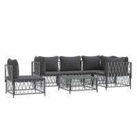 vidaXL 6-tlg. Garten-Lounge-Set mit Kissen Anthrazit Stahl