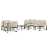 vidaXL 6-tlg. Garten-Lounge-Set mit Kissen Anthrazit Poly Rattan