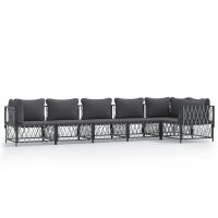 vidaXL 6-tlg. Garten-Lounge-Set mit Kissen Anthrazit Stahl