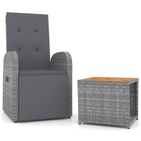 vidaXL 2-tlg. Garten-Lounge-Set Grau Poly Rattan &...