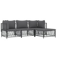 vidaXL 4-tlg. Garten-Lounge-Set mit Kissen Anthrazit Stahl