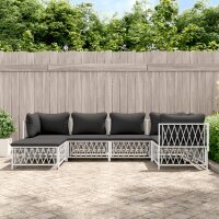 vidaXL 6-tlg. Garten-Lounge-Set mit Kissen Wei&szlig; Stahl