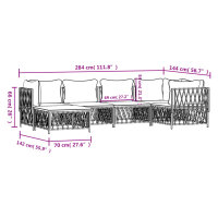 vidaXL 6-tlg. Garten-Lounge-Set mit Kissen Wei&szlig; Stahl