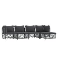 vidaXL 5-tlg. Garten-Lounge-Set mit Kissen Anthrazit Stahl