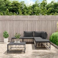 vidaXL 6-tlg. Garten-Lounge-Set mit Kissen Anthrazit Poly Rattan