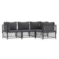 vidaXL 4-tlg. Garten-Lounge-Set mit Kissen Anthrazit Stahl