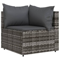 vidaXL Garten-Ecksofas mit Kissen 2 Stk. Grau Poly Rattan