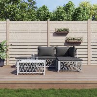 vidaXL 5-tlg. Garten-Lounge-Set mit Kissen Weiß Stahl