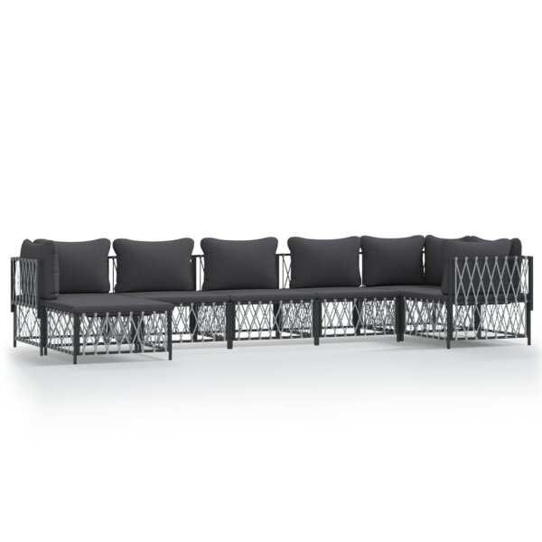 vidaXL 7-tlg. Garten-Lounge-Set mit Kissen Anthrazit Stahl