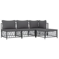 vidaXL 4-tlg. Garten-Lounge-Set mit Kissen Anthrazit Stahl