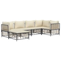 vidaXL 6-tlg. Garten-Lounge-Set mit Kissen Anthrazit Poly Rattan