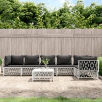 vidaXL 7-tlg. Garten-Lounge-Set mit Kissen Weiß Stahl