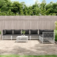 vidaXL 8-tlg. Garten-Lounge-Set mit Kissen Wei&szlig; Stahl