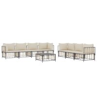 vidaXL 8-tlg. Garten-Lounge-Set mit Kissen Anthrazit Poly Rattan