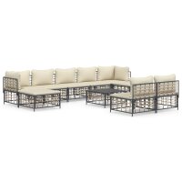 vidaXL 10-tlg. Garten-Lounge-Set mit Kissen Anthrazit...