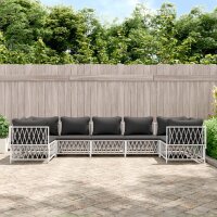 vidaXL 7-tlg. Garten-Lounge-Set mit Kissen Weiß Stahl