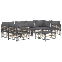 vidaXL 7-tlg. Garten-Lounge-Set mit Kissen Anthrazit Poly Rattan