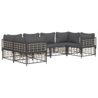 vidaXL 6-tlg. Garten-Lounge-Set mit Kissen Anthrazit Poly Rattan