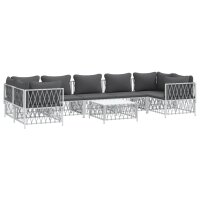 vidaXL 8-tlg. Garten-Lounge-Set mit Kissen Wei&szlig; Stahl