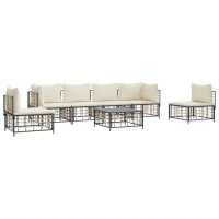 vidaXL 7-tlg. Garten-Lounge-Set mit Kissen Anthrazit Poly Rattan