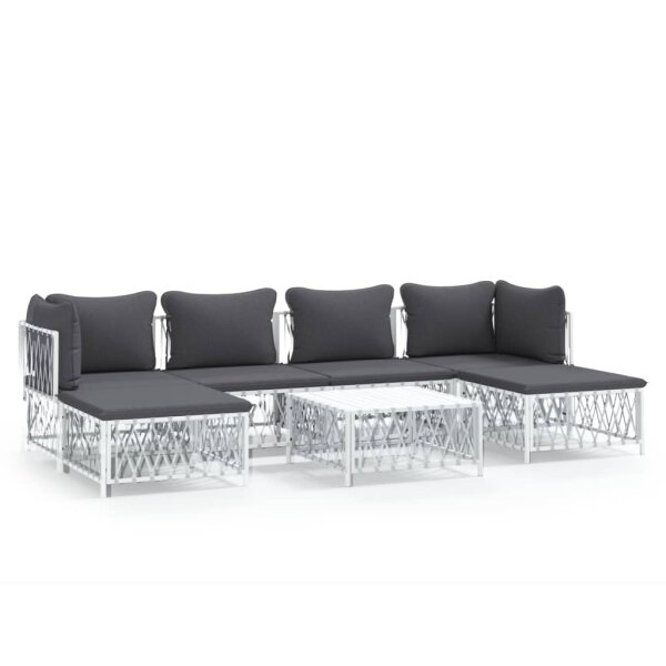 vidaXL 7-tlg. Garten-Lounge-Set mit Kissen Wei&szlig; Stahl