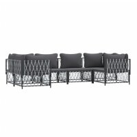 vidaXL 6-tlg. Garten-Lounge-Set mit Kissen Anthrazit Stahl