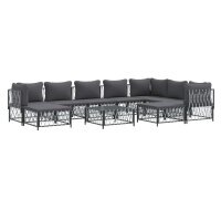 vidaXL 10-tlg. Garten-Lounge-Set mit Kissen Anthrazit Stahl