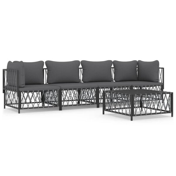 vidaXL 5-tlg. Garten-Lounge-Set mit Kissen Anthrazit Stahl